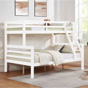 Twin over Full Bunk Bed with Thick Posts,Wooden Bunk Bed with High Guardrail and Ladder for Kids, Teens, Dorm Rooms, and Guest Rooms